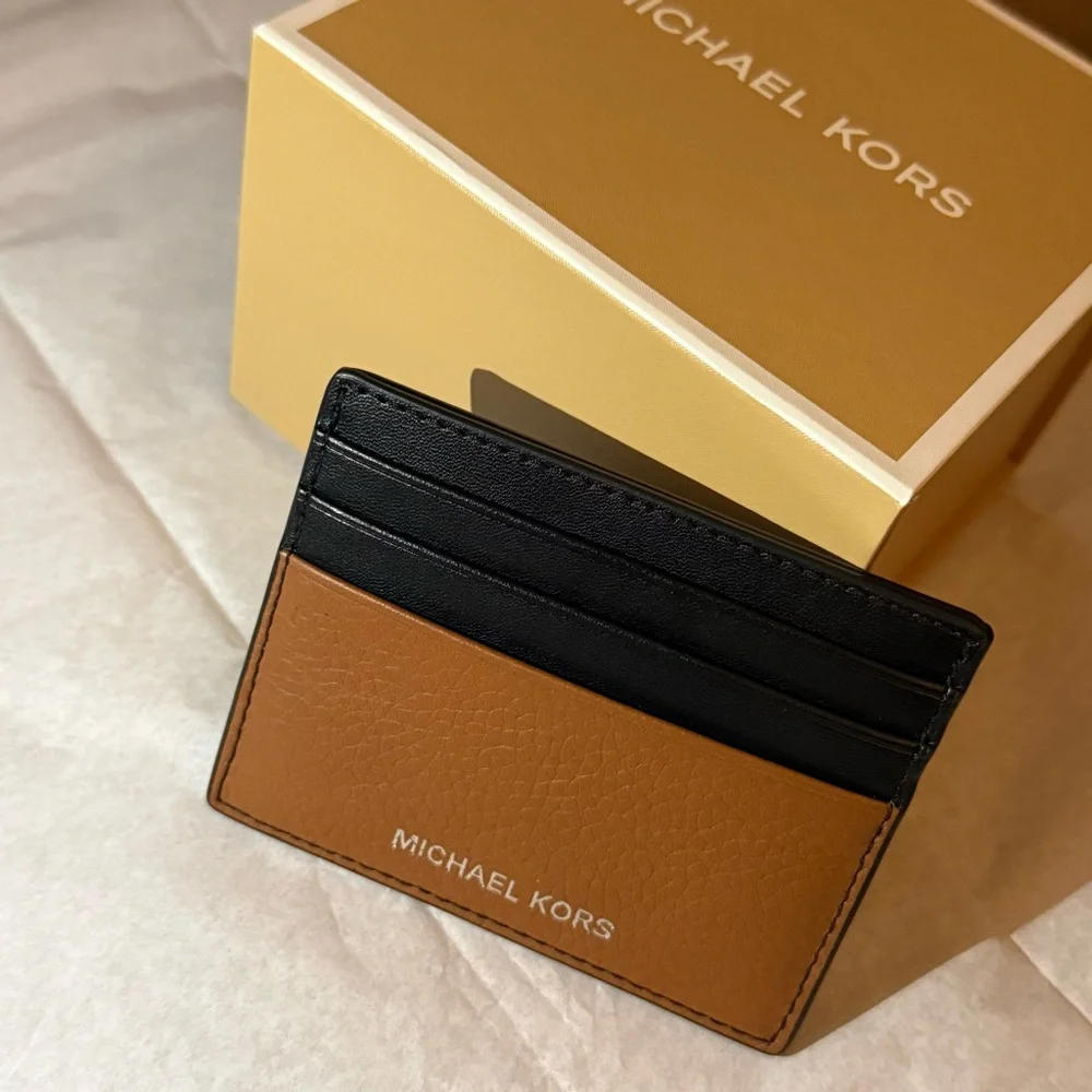 Michael Kors Two-Tone Black and Tan Card Holder